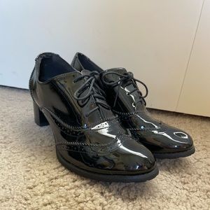 Patent Black Heeled Brogues - US 9/UK 42